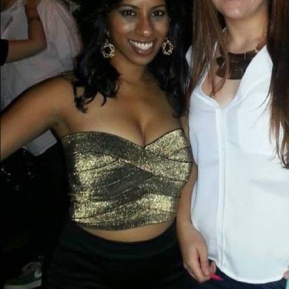 Sparkle & Fade at UO Gold Woven Crop Top - Picture 4 of 4